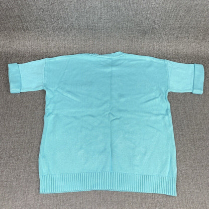 Carlisle Sweater Blue Size Medium M Light Blue Short Sleeve Cotton Blend