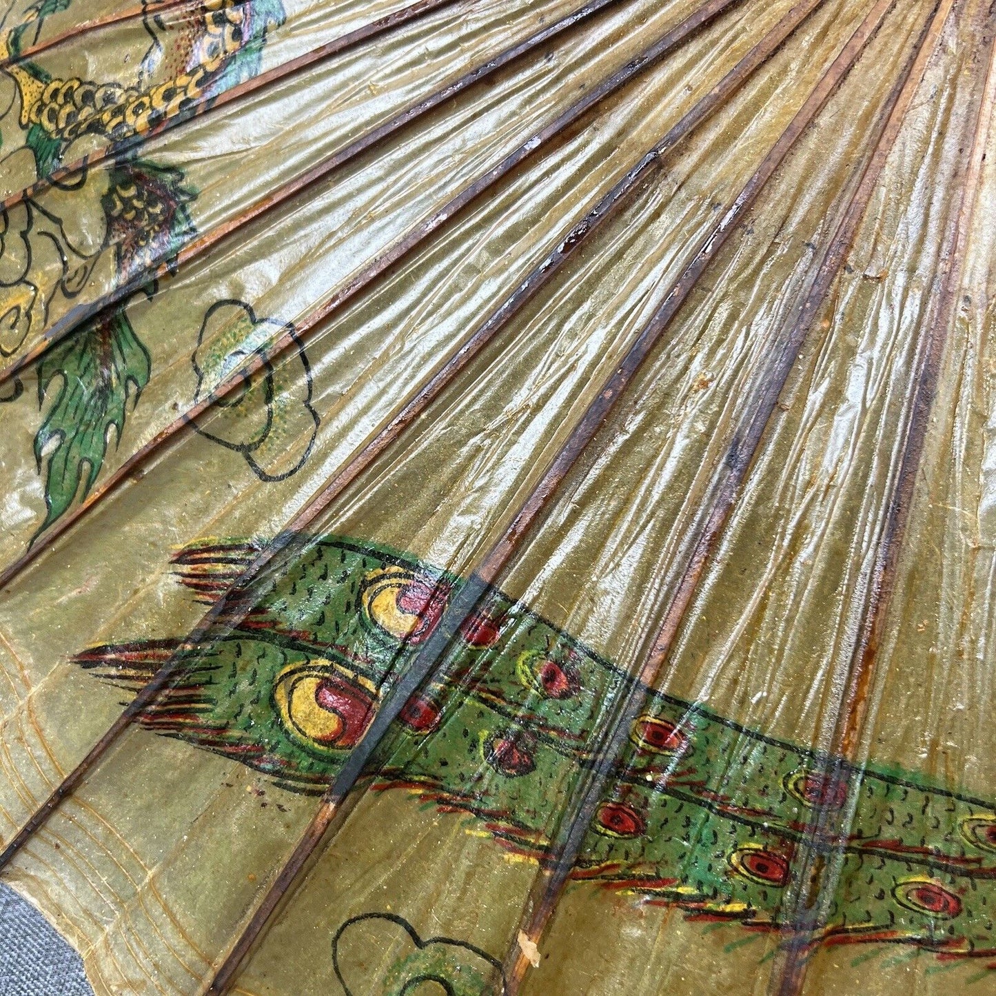 Vintage Asian Chinese Oil Paper Umbrella (Fragile) READ