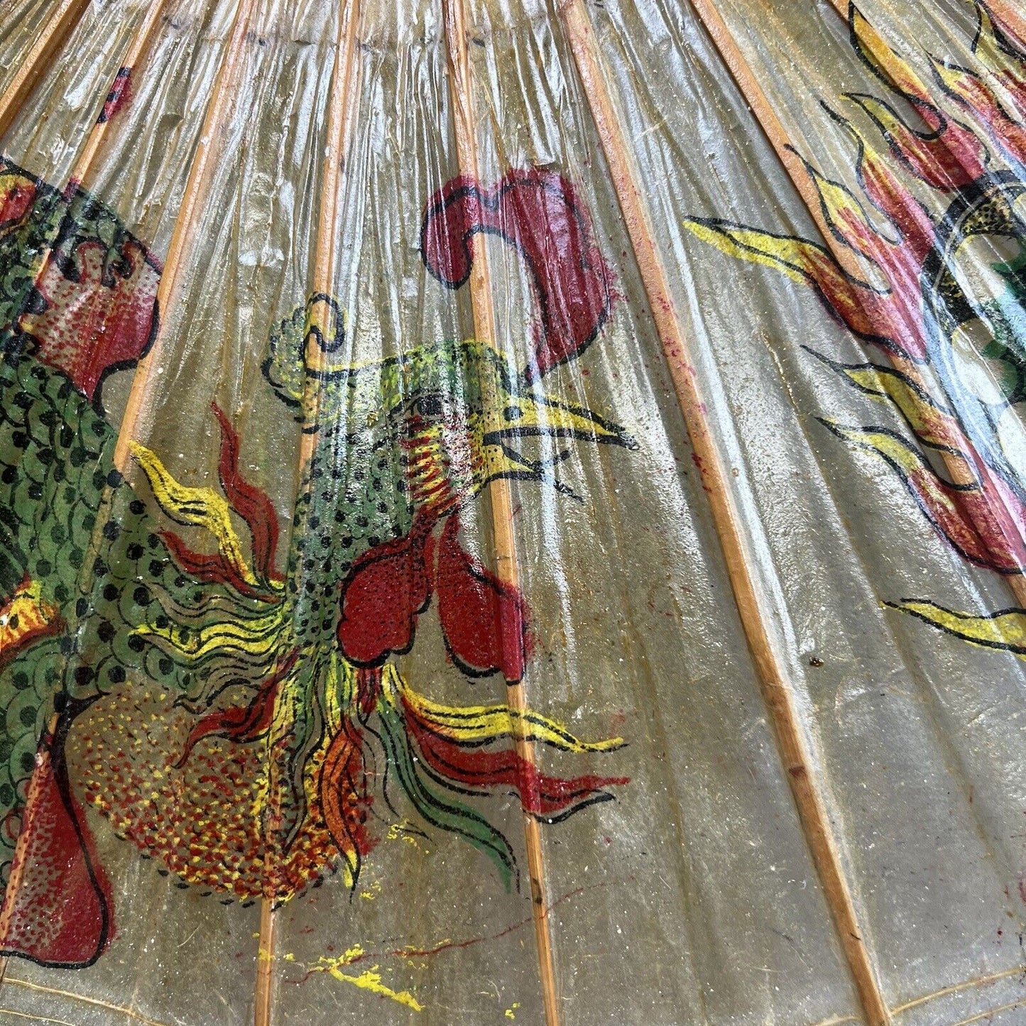 Vintage Asian Chinese Oil Paper Umbrella (Fragile) READ