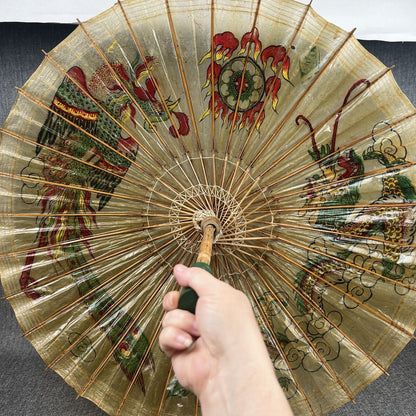 Vintage Asian Chinese Oil Paper Umbrella (Fragile) READ