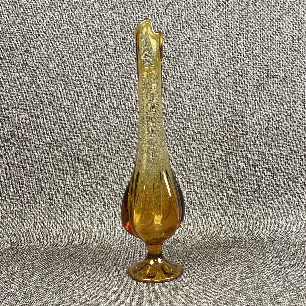 Amber Color Viking Glass Wide Bottom Swung Vase 18 inches