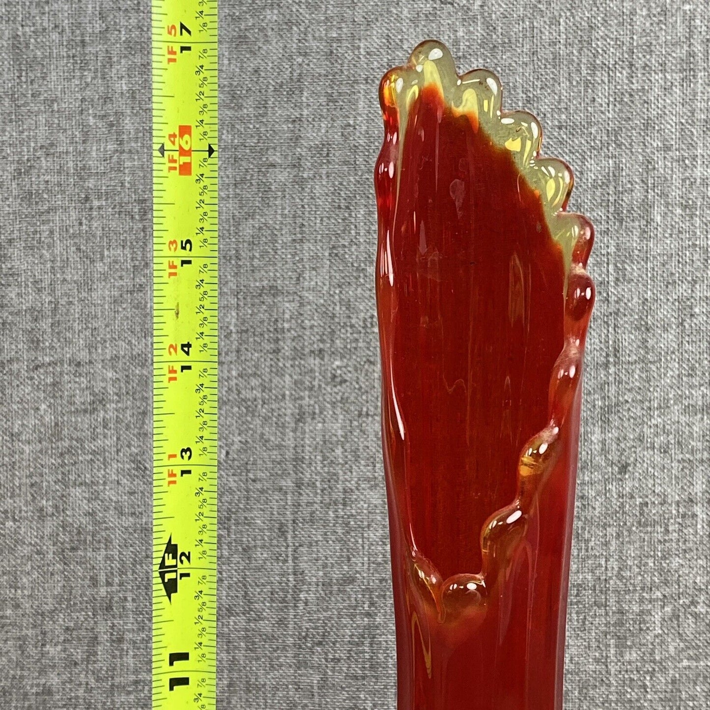 Vintage MCM 1960’s Amberina Fenton 17” Swung Vase