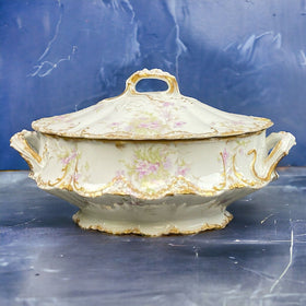 Antique Theo Haviland Limoges France Lidded Soup Tureen Gold Gilding