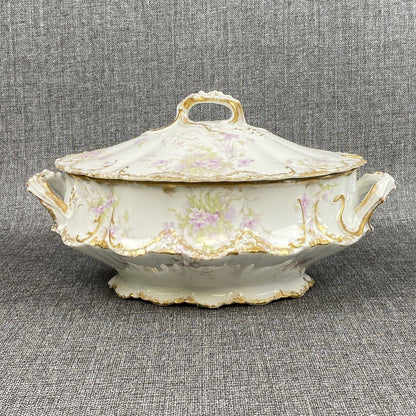 Antique Theo Haviland Limoges France Lidded Soup Tureen Gold Gilding