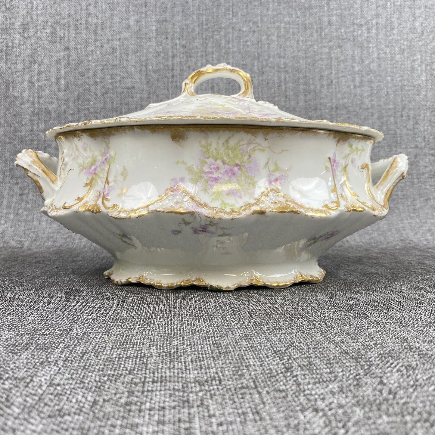 Antique Theo Haviland Limoges France Lidded Soup Tureen Gold Gilding