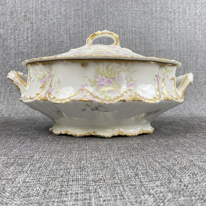 Antique Theo Haviland Limoges France Lidded Soup Tureen Gold Gilding