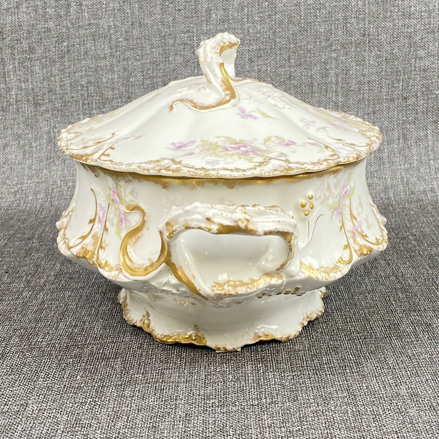 Antique Theo Haviland Limoges France Lidded Soup Tureen Gold Gilding