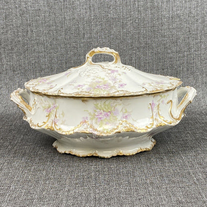 Antique Theo Haviland Limoges France Lidded Soup Tureen Gold Gilding