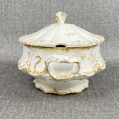 Antique Theo Haviland Limoges France Lidded Soup Tureen Gold Gilding