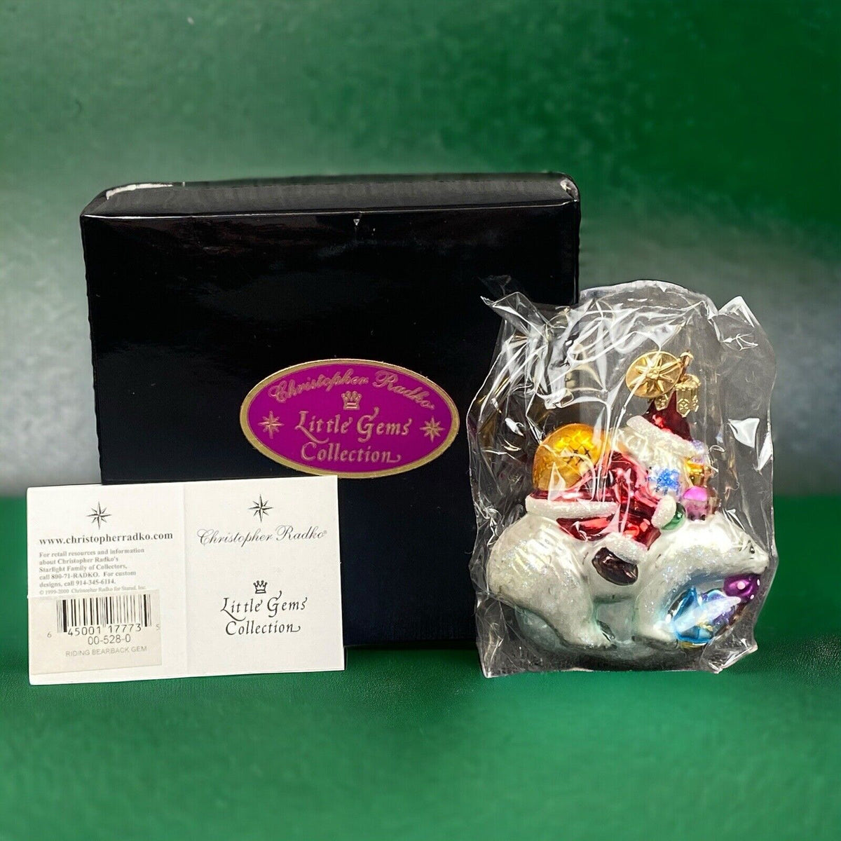 Radko Santa 'Riding Bearback' Little Gems Collection Ornament NIB VIDEO