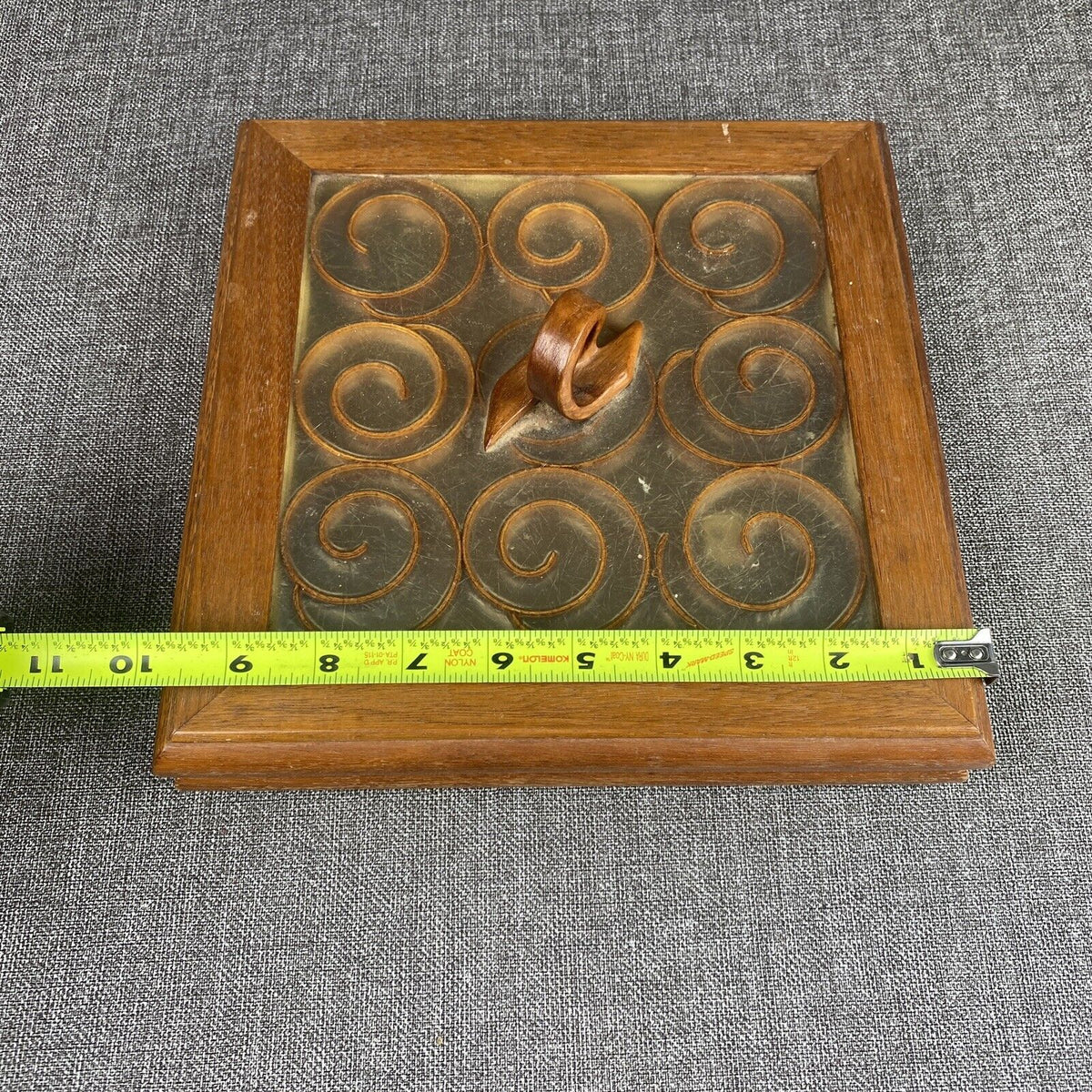 Decorative Thin Wooden Box with Lid 9.5" x 9.5" x 2"