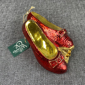 Kurt Adler Wizard of Oz Ruby Slippers Christmas Glass Ornament Komozia VIDEO