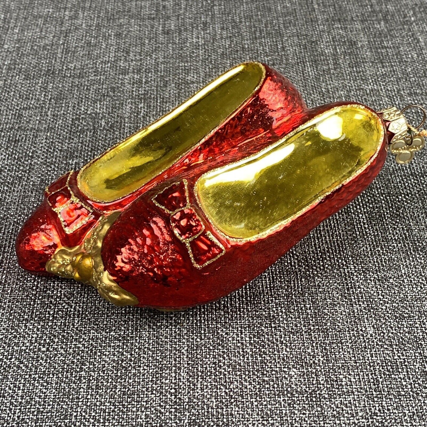 Kurt Adler Wizard of Oz Ruby Slippers Christmas Glass Ornament Komozia VIDEO