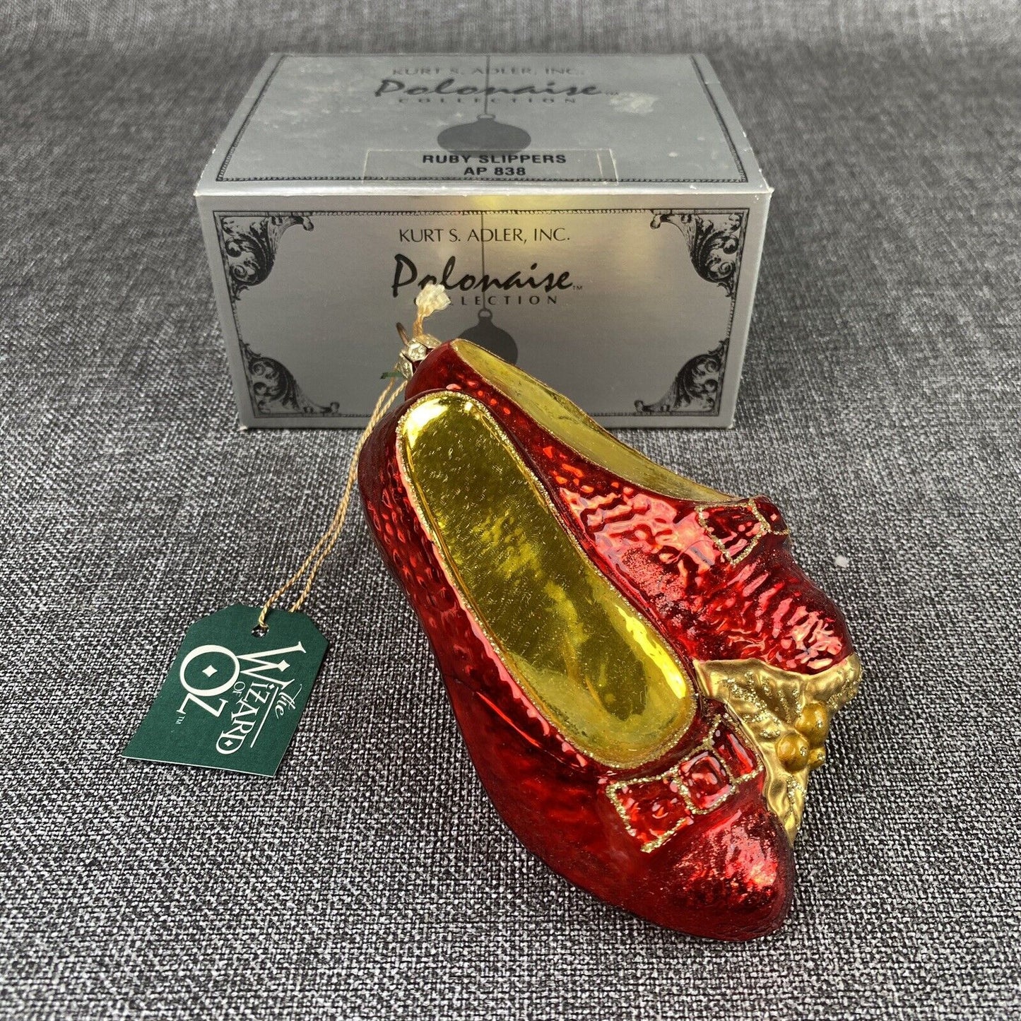 Kurt Adler Wizard of Oz Ruby Slippers Christmas Glass Ornament Komozia VIDEO