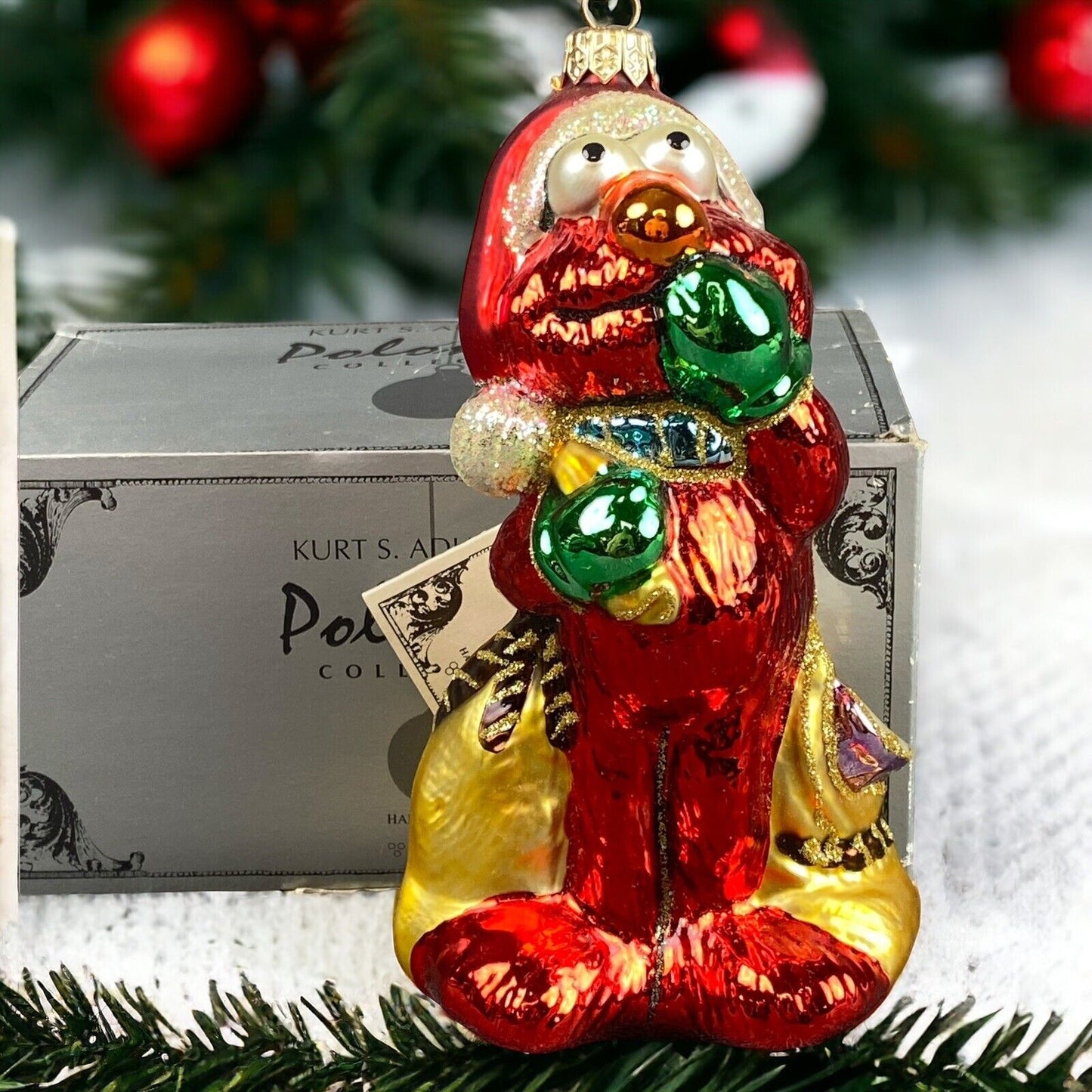 Kurt Adler Elmo Glass Christmas Ornament in Original Box VIDEO