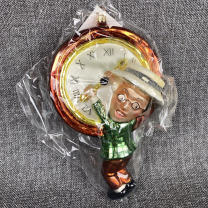 Kurt Adler Millennium Clock Happy New Year 2000 Glass Ornament + Box VIDEO