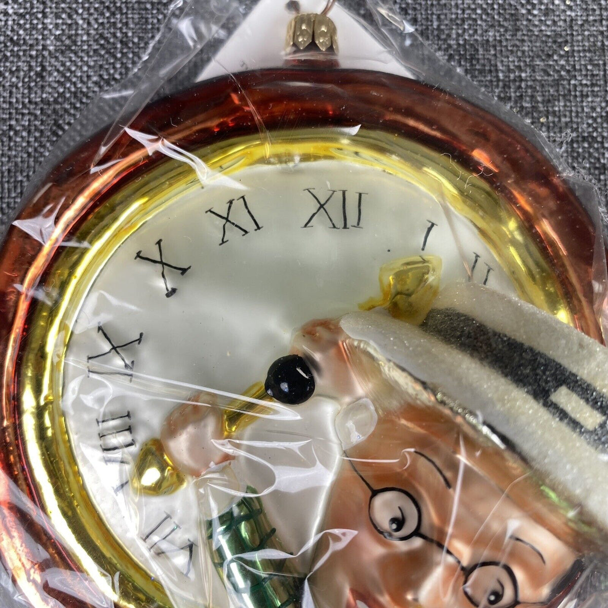 Kurt Adler Millennium Clock Happy New Year 2000 Glass Ornament + Box VIDEO
