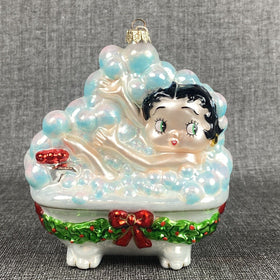 Kurt Adler Betty Boop Bubble Bath Glass Christmas Ornament with Box VIDEO