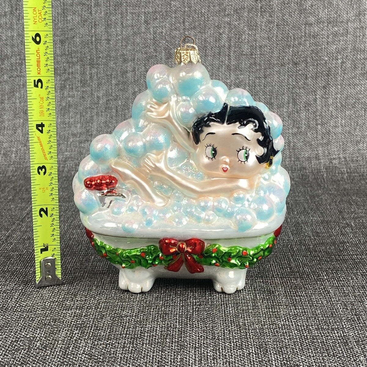 Kurt Adler Betty Boop Bubble Bath Glass Christmas Ornament with Box VIDEO