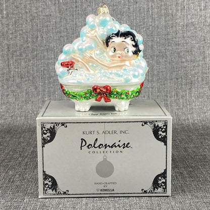 Kurt Adler Betty Boop Bubble Bath Glass Christmas Ornament with Box VIDEO