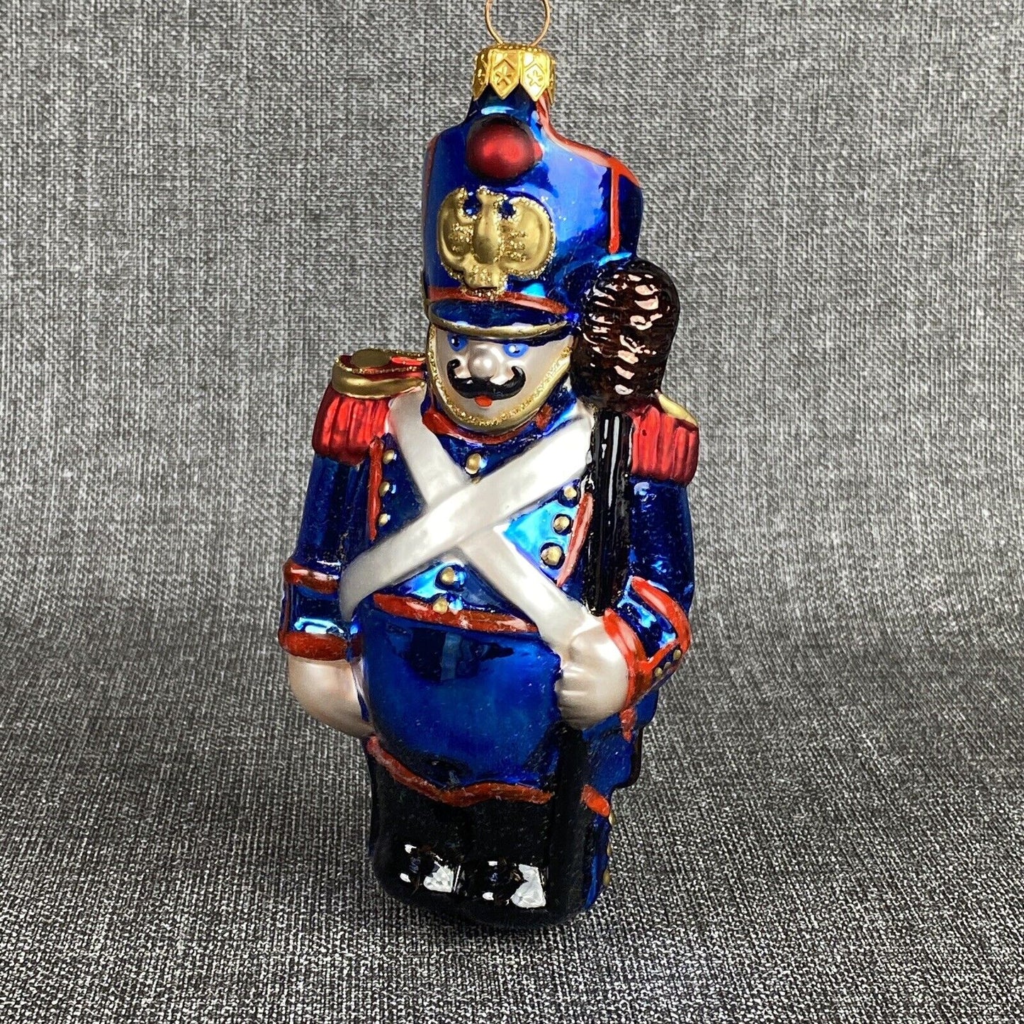 Kurt Adler Napoleonic Soldiers Christmas Glass Ornament in wooden Box VIDEO