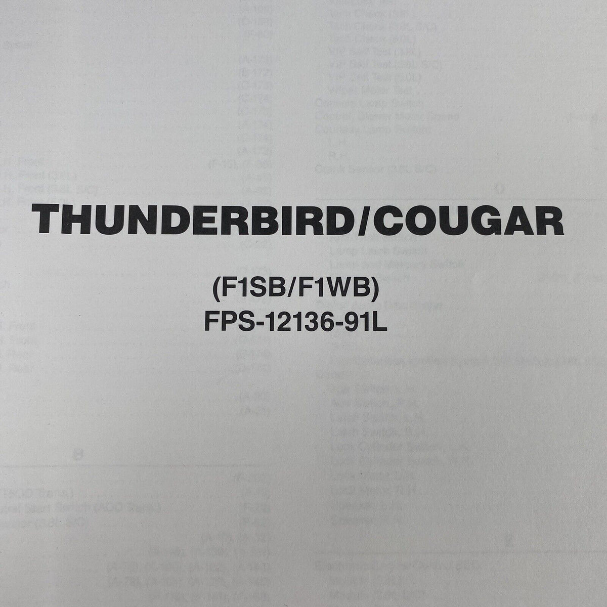 OEM 1991 Ford Thunderbird/Cougar Car Electrical Wiring Diagrams