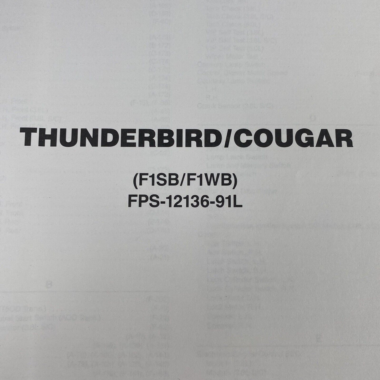 OEM 1991 Ford Thunderbird/Cougar Car Electrical Wiring Diagrams