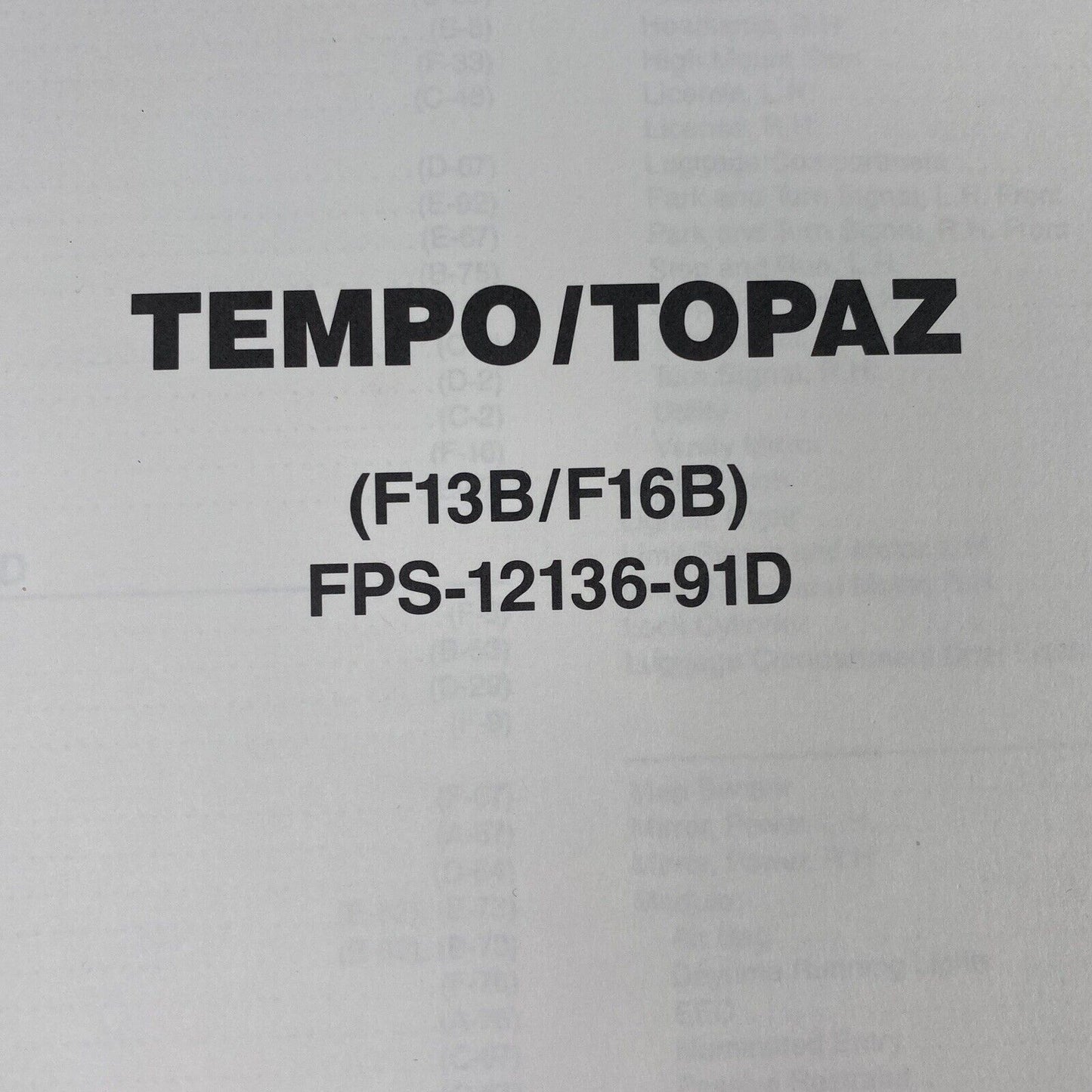 OEM 1991 Ford Tempo/Topaz Car Electrical Wiring Diagrams