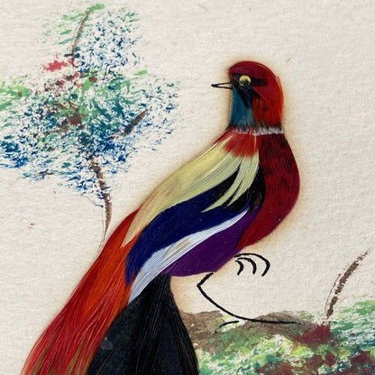 2 Handcrafted Bird Cards, Made/real Feathers, Mexico