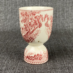 Vintage Double Egg Cup Red Transfer Ware Fort Dearborn