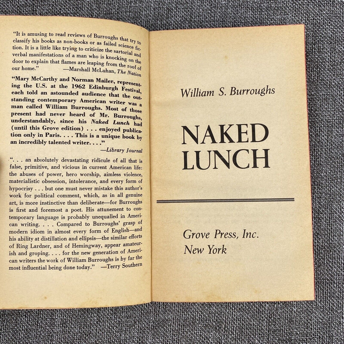 NAKED LUNCH by William S. Burroughs 1st Evergreen Black Cat Edition 1966