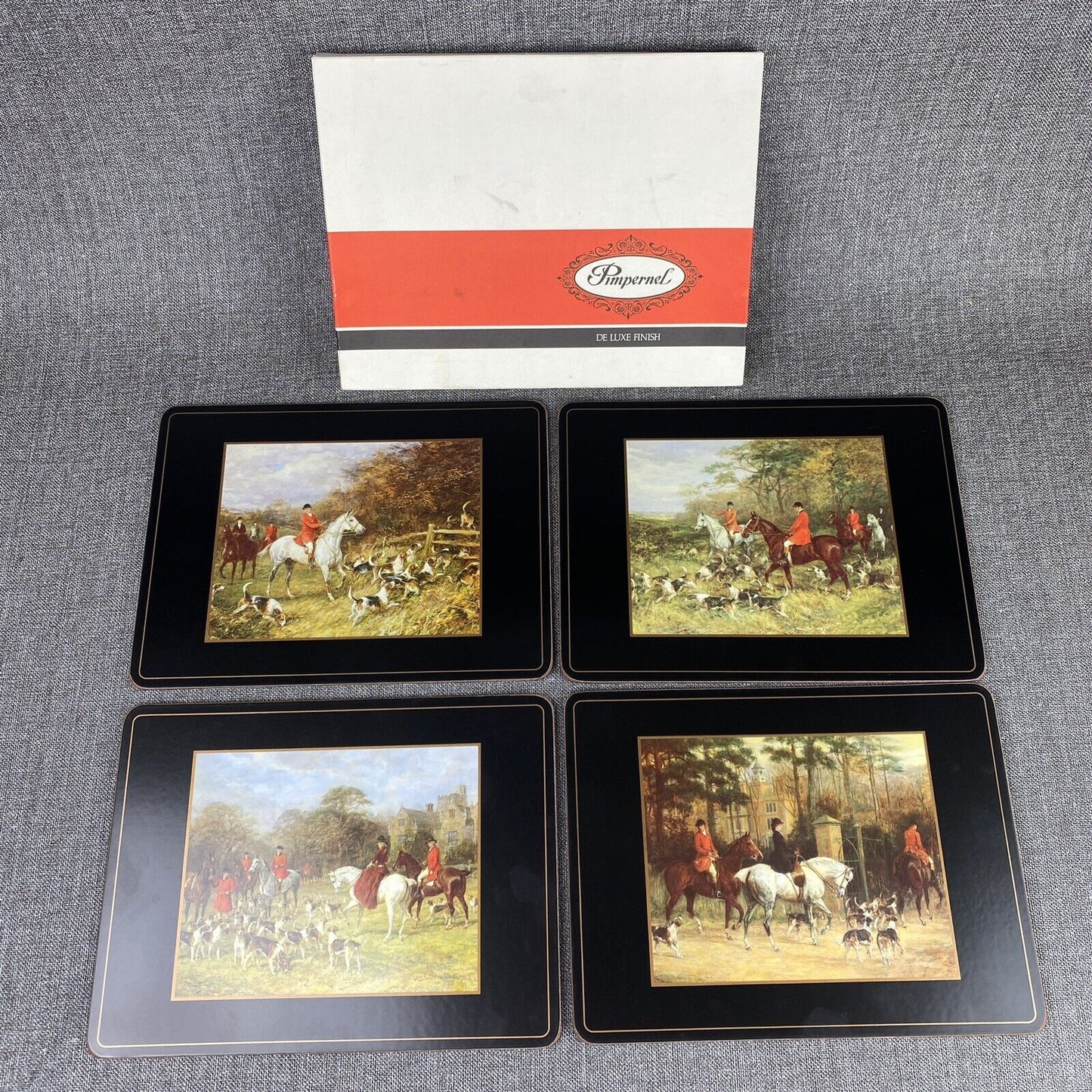 NEW (4) Pimpernel English Hunting Cork-Backed Placemats 15.75 x 11.75” W/ Box