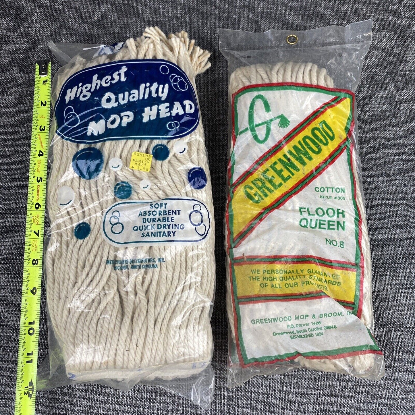 2 Vintage Wet Mop Head Replacement Greenwood, Merchants Distributions