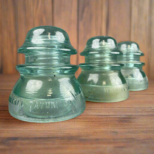 Whitall Tatum Co. Glass Insulators No.1  lot of 3, made in USA