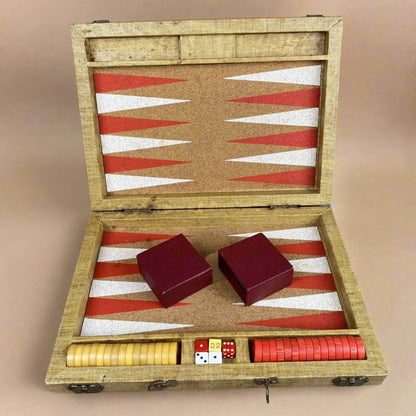 Vintage Crisloid Bakelite Catalan Backgammon Set Red & Butterscotch 1.25" Chips