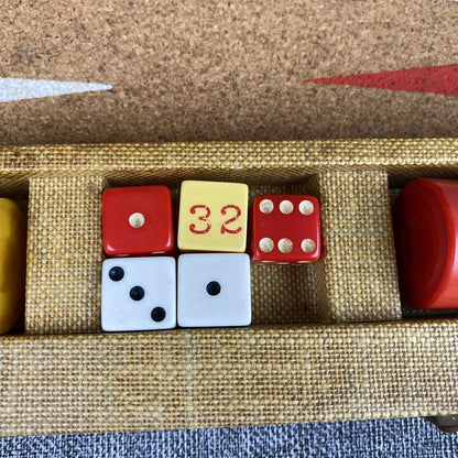 Vintage Crisloid Bakelite Catalan Backgammon Set Red & Butterscotch 1.25" Chips