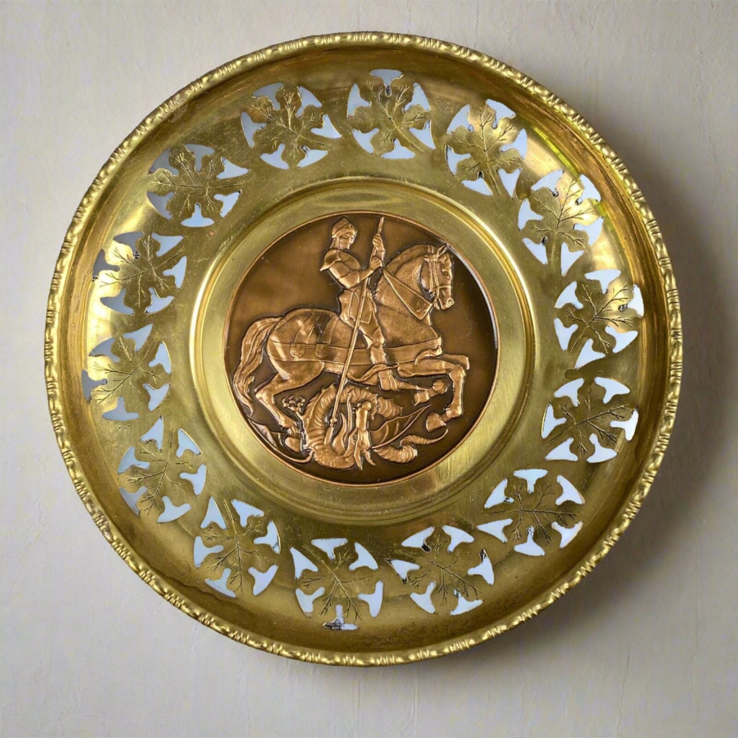 Catholic St. George Patron England Plate with Copper