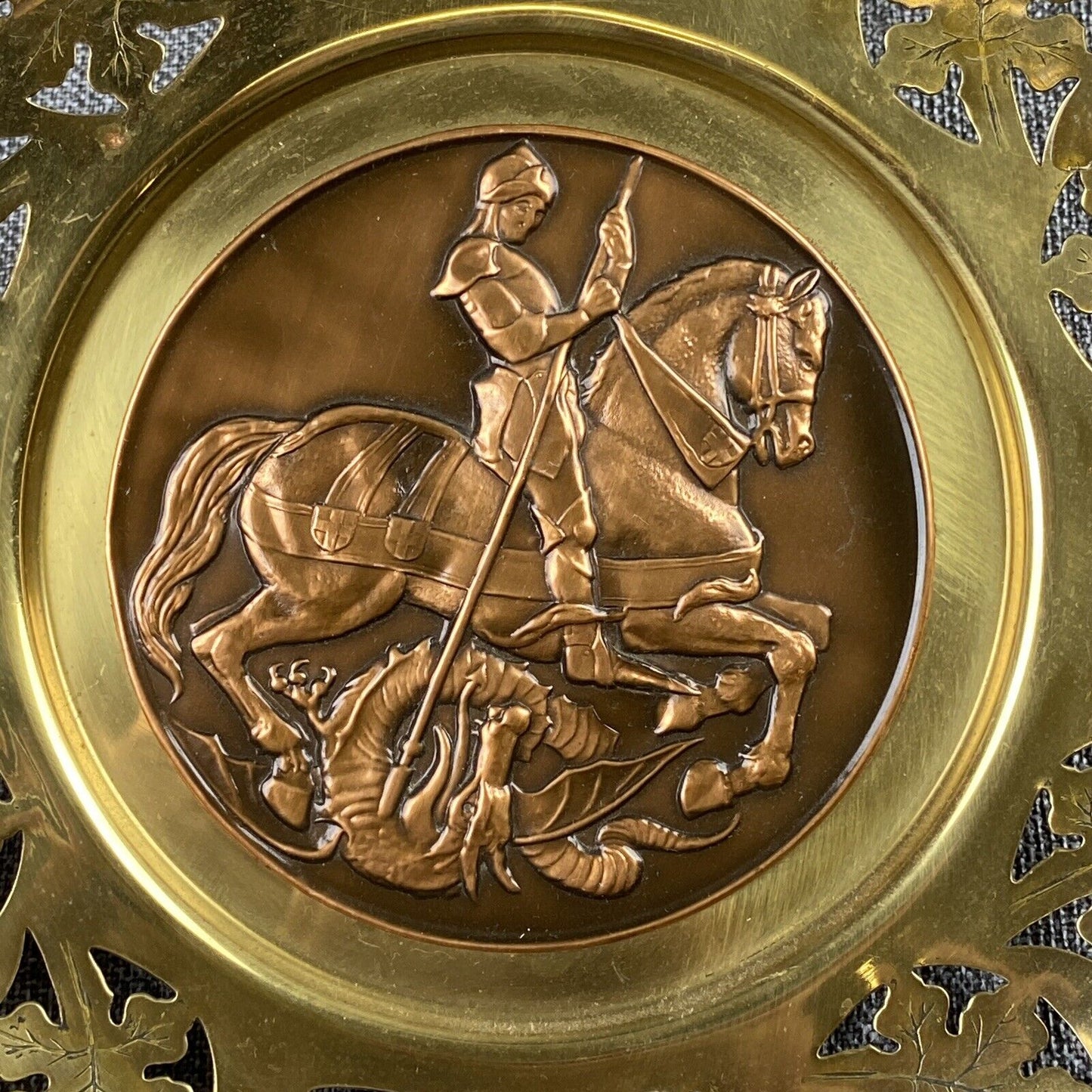 Catholic St. George Patron England Plate with Copper