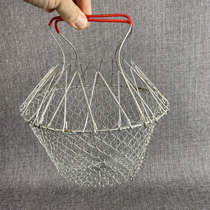 Vintage Metal Wire Basket Folding Handles Primitive (Collapsable)