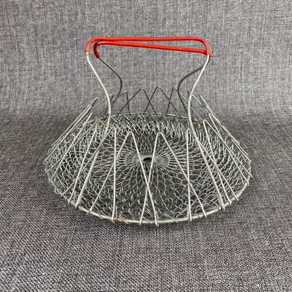 Vintage Metal Wire Basket Folding Handles Primitive (Collapsable)