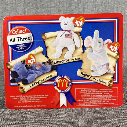 MCDONALDS TY BEANIE BABIES AMERICAN TRIO RIGHTY the Elephant NIP 2000