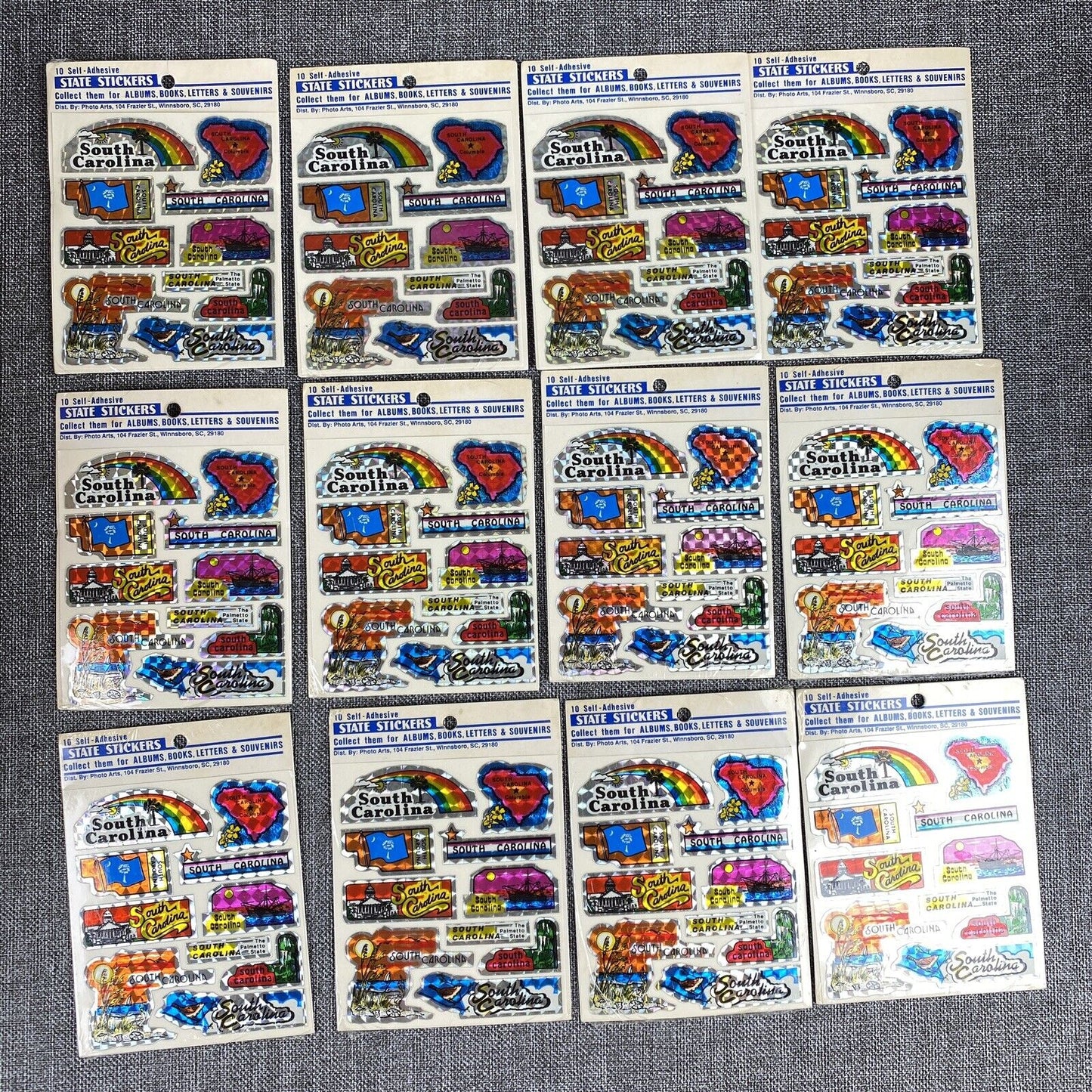 Vintage Lot of 12 South Carolina State ,Stickers sets, Rainbow, flag etc...