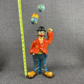 Vintage Colorful Paper Mache Clown with 3 Balloons made in Mexico