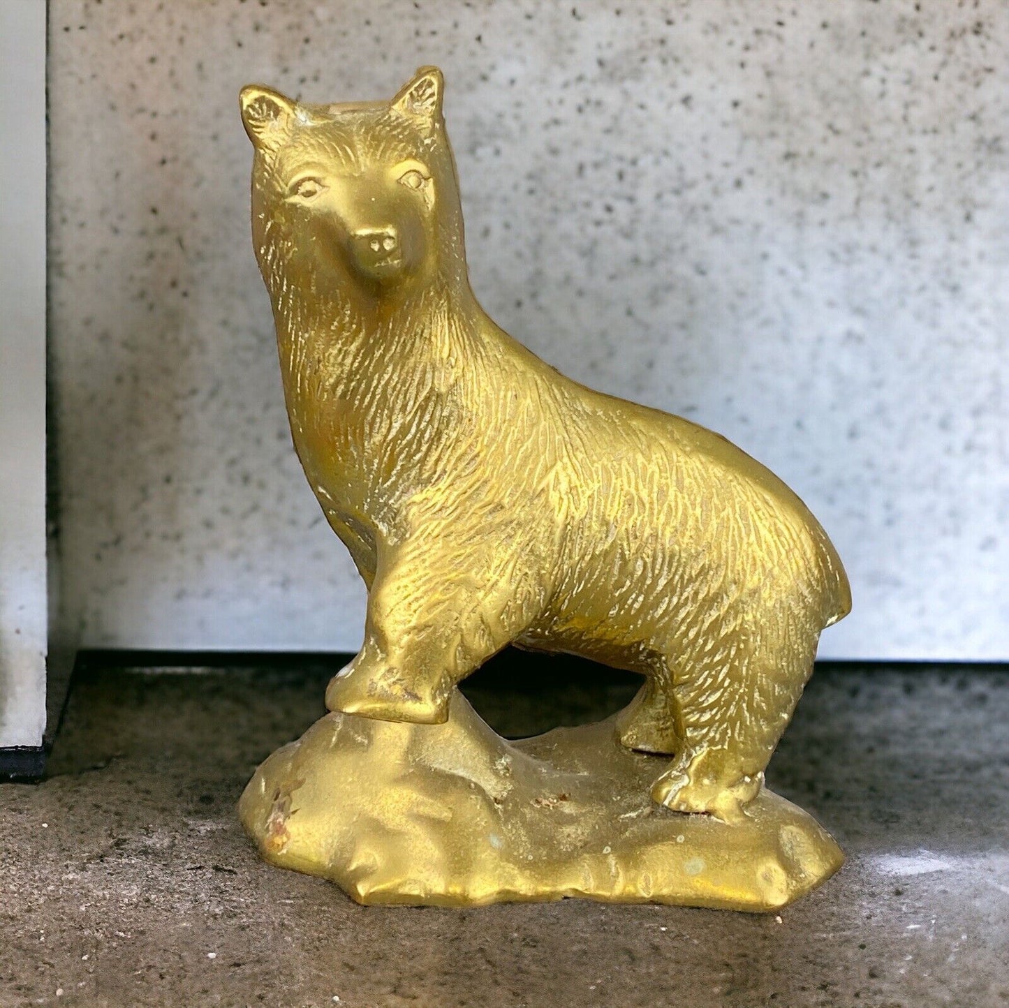 Vintage Brass Bear Sculpture 8" tall