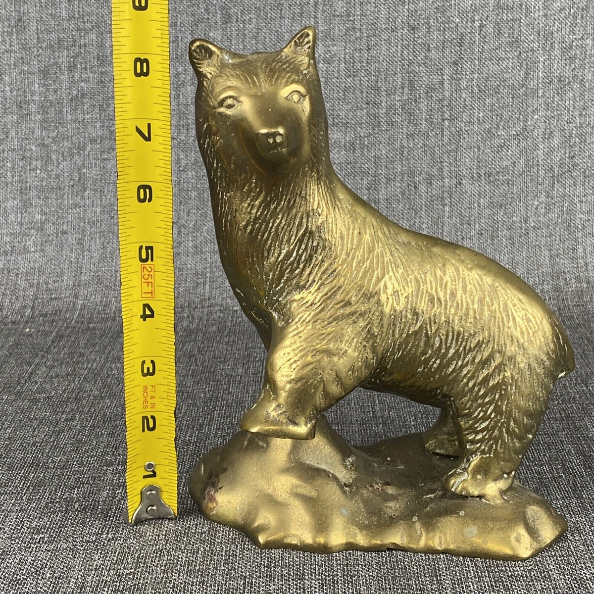 Vintage Brass Bear Sculpture 8" tall