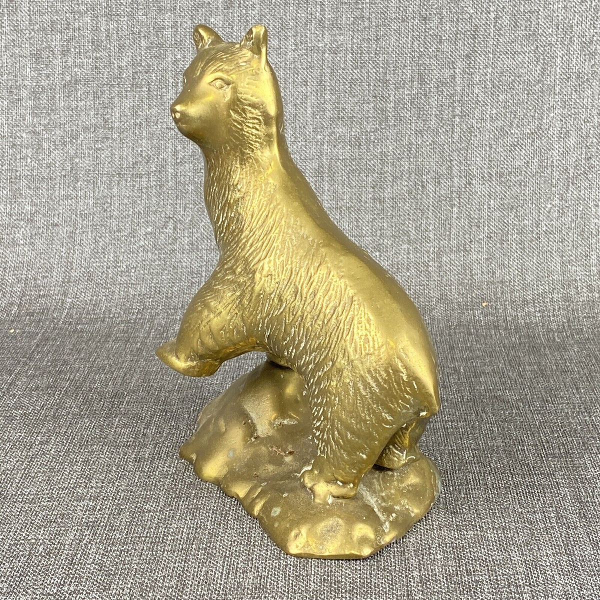 Vintage Brass Bear Sculpture 8" tall