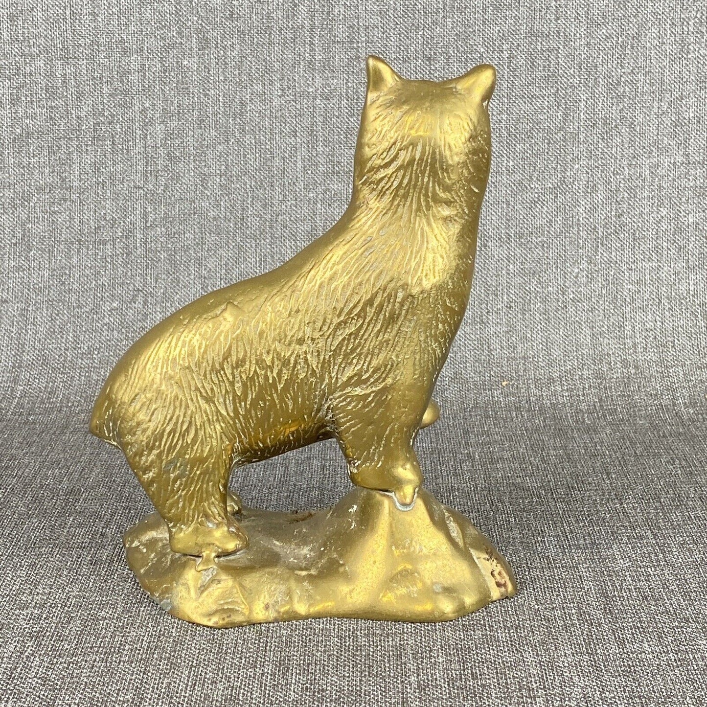 Vintage Brass Bear Sculpture 8" tall