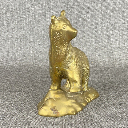 Vintage Brass Bear Sculpture 8" tall