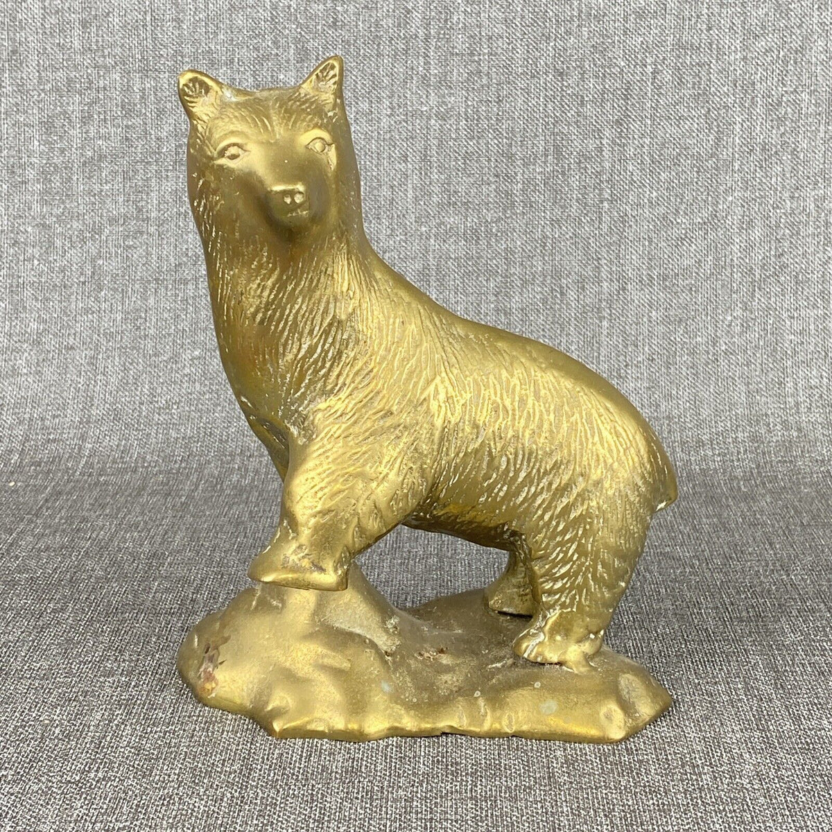 Vintage Brass Bear Sculpture 8" tall