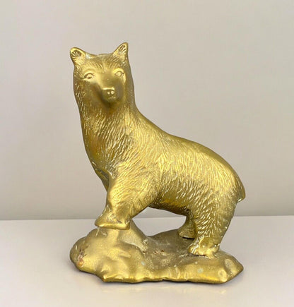 Vintage Brass Bear Sculpture 8" tall